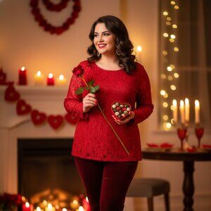 Elegant Red Lace Blouse